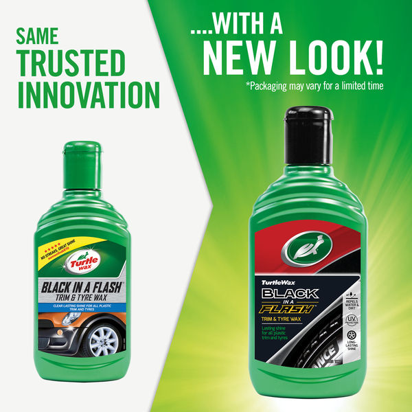 TURTLE WAX BLACK IN A FLASH TRIM & TYRE WAX 300ml - Image 2